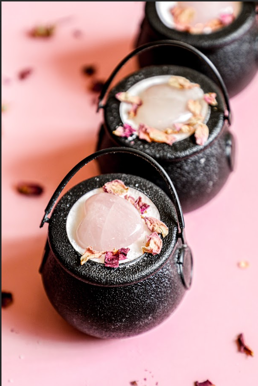 Love Spell Quartz with Rose Quartz Heart Bath Bomb