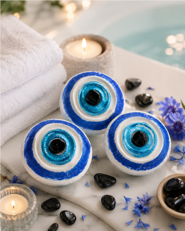 Obsidian Crystal Evil Eye Protection Bath Bomb