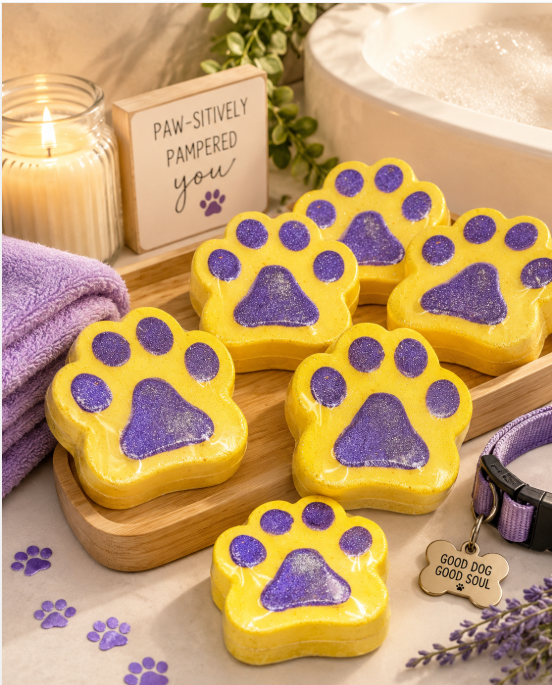 Paws for Relaxation: Peachy Paw Print Bath Bombs