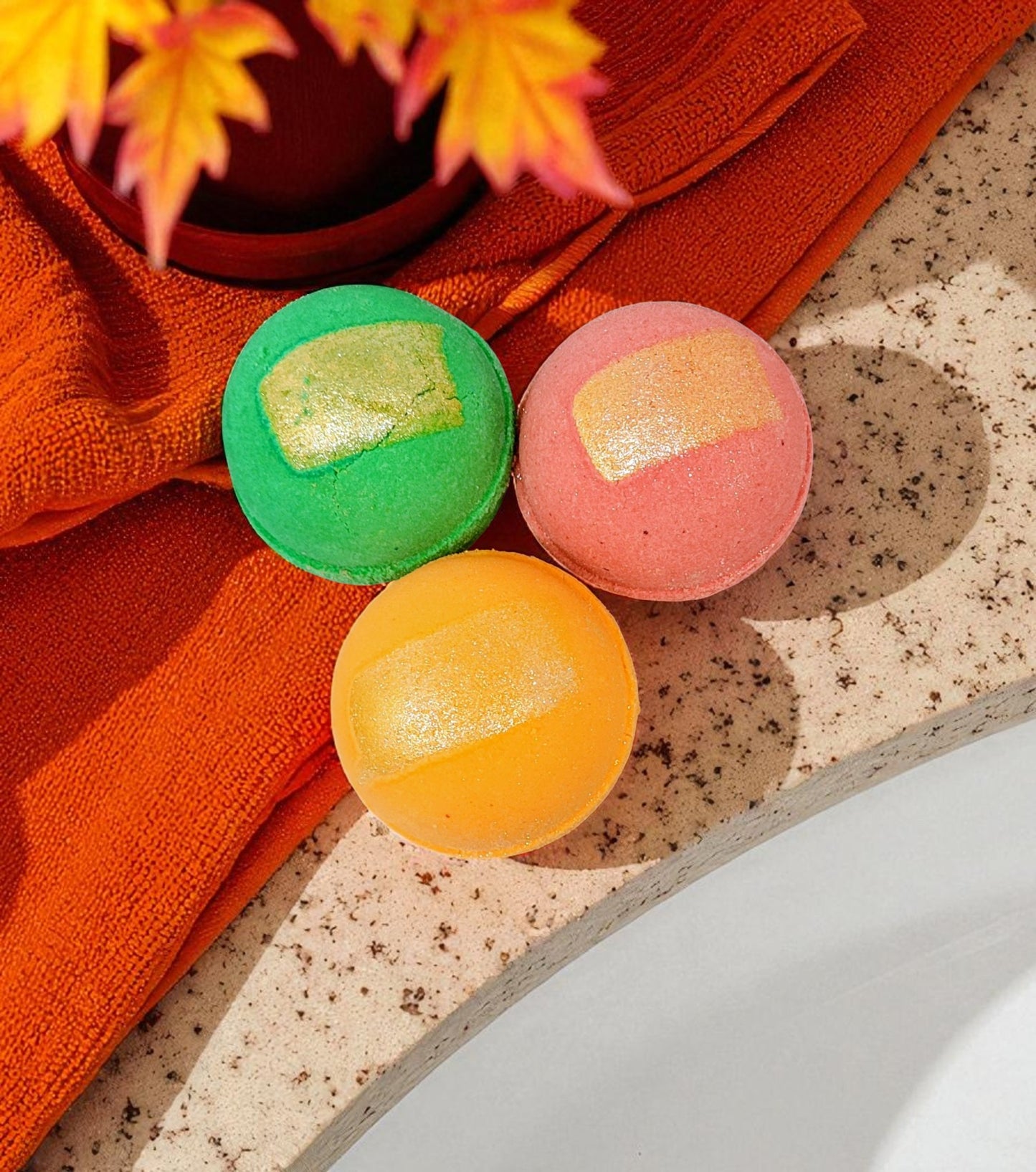 Fall Foliage Fizzies: A Bath Bomb Trio for Autumn Bliss