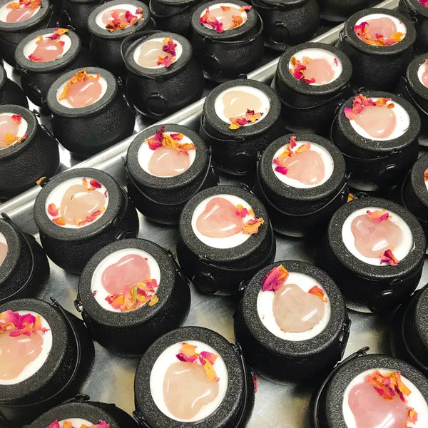 Love Spell Quartz with Rose Quartz Heart Bath Bomb